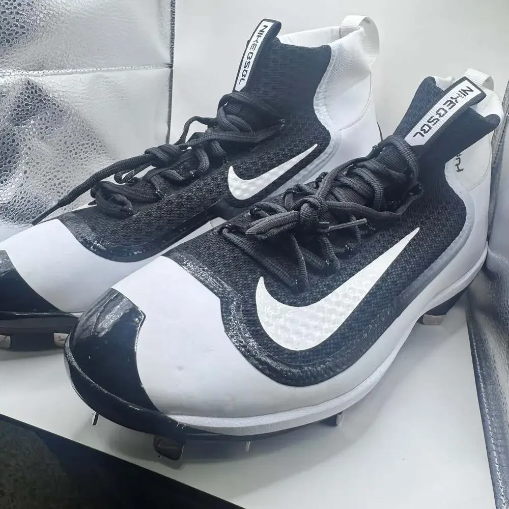 Nike Air Huarache 2K Filth Elite Mid Metal Baseball Cleats, Black/White